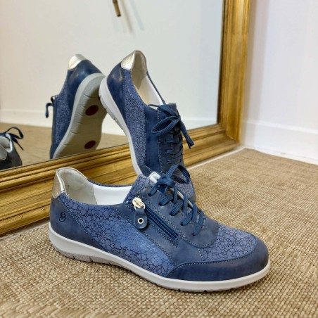 Basket Confort Suave Oxford 6627 Bleu Zip Latéral | Marina & Paloma