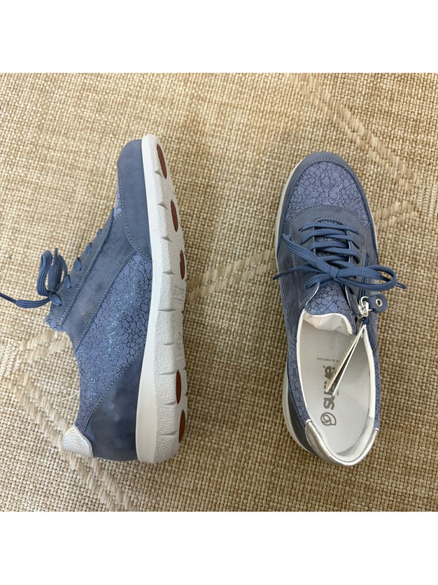 Basket Confort Suave Oxford 6627 Bleu Zip Latéral | Marina & Paloma