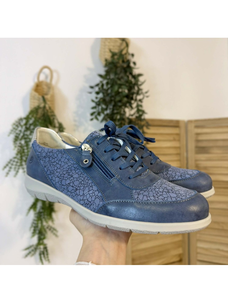 Basket Confort Suave Oxford 6627 Bleu Zip Latéral | Marina & Paloma