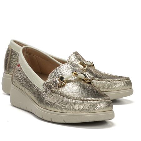 Mocassin Fluchos F2421 Or Cuir Platine Confort Léger | Marina & Paloma