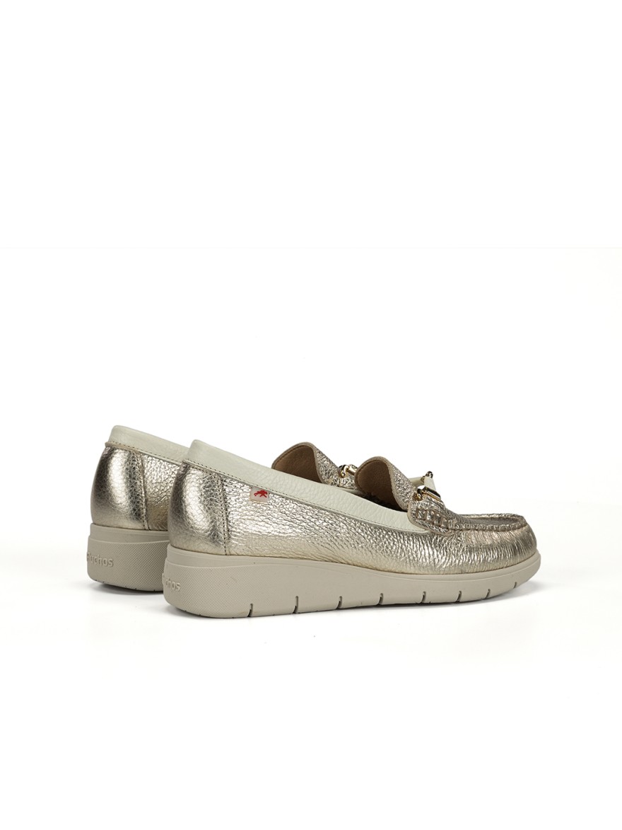 Mocassin Fluchos F2421 Or Cuir Platine Confort Léger | Marina & Paloma
