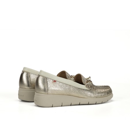 Mocassin Fluchos F2421 Or Cuir Platine Confort Léger | Marina & Paloma