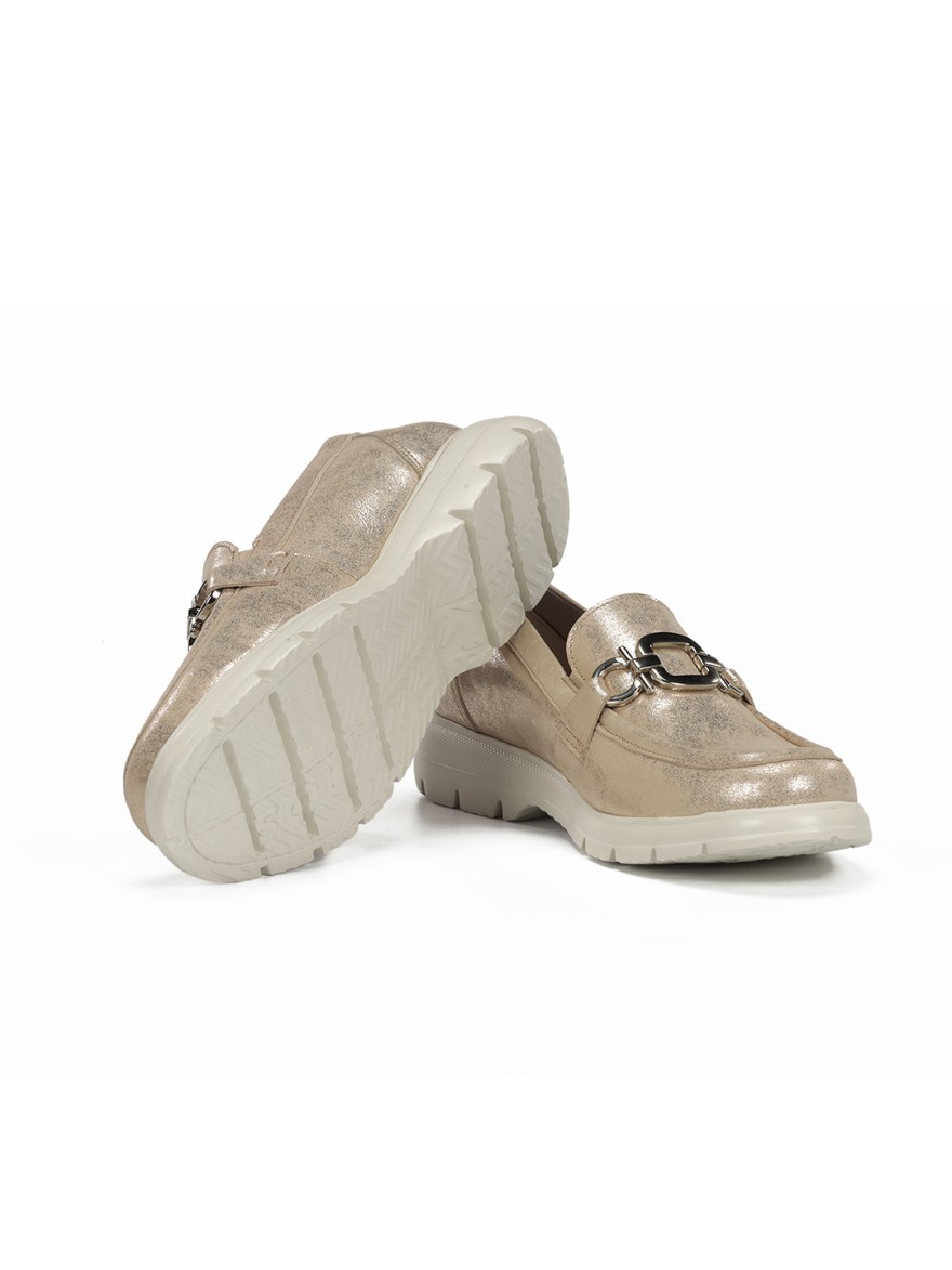 Mocassin Confort Fluchos F2282 Doré Cuir Souple Léger | Marina & Paloma