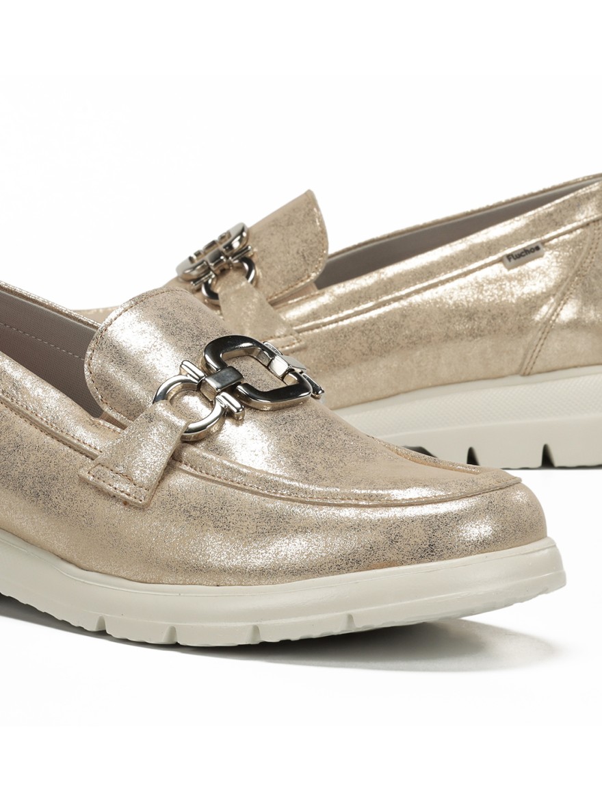 Mocassin Confort Fluchos F2282 Doré Cuir Souple Léger | Marina & Paloma