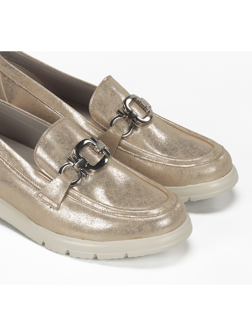 Mocassin Confort Fluchos F2282 Doré Cuir Souple Léger | Marina & Paloma