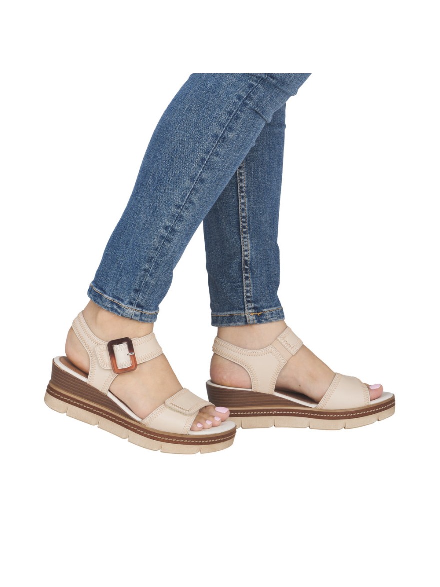 Nu-pieds Compensé Remonte D2L58-60 Beige Confort | Marina & Paloma