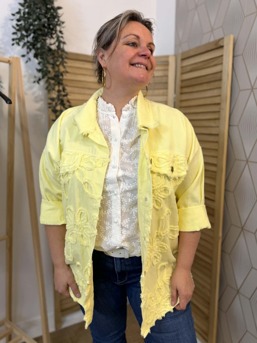 Surchemise Broderie Jaune Grande Taille | Marina & Paloma