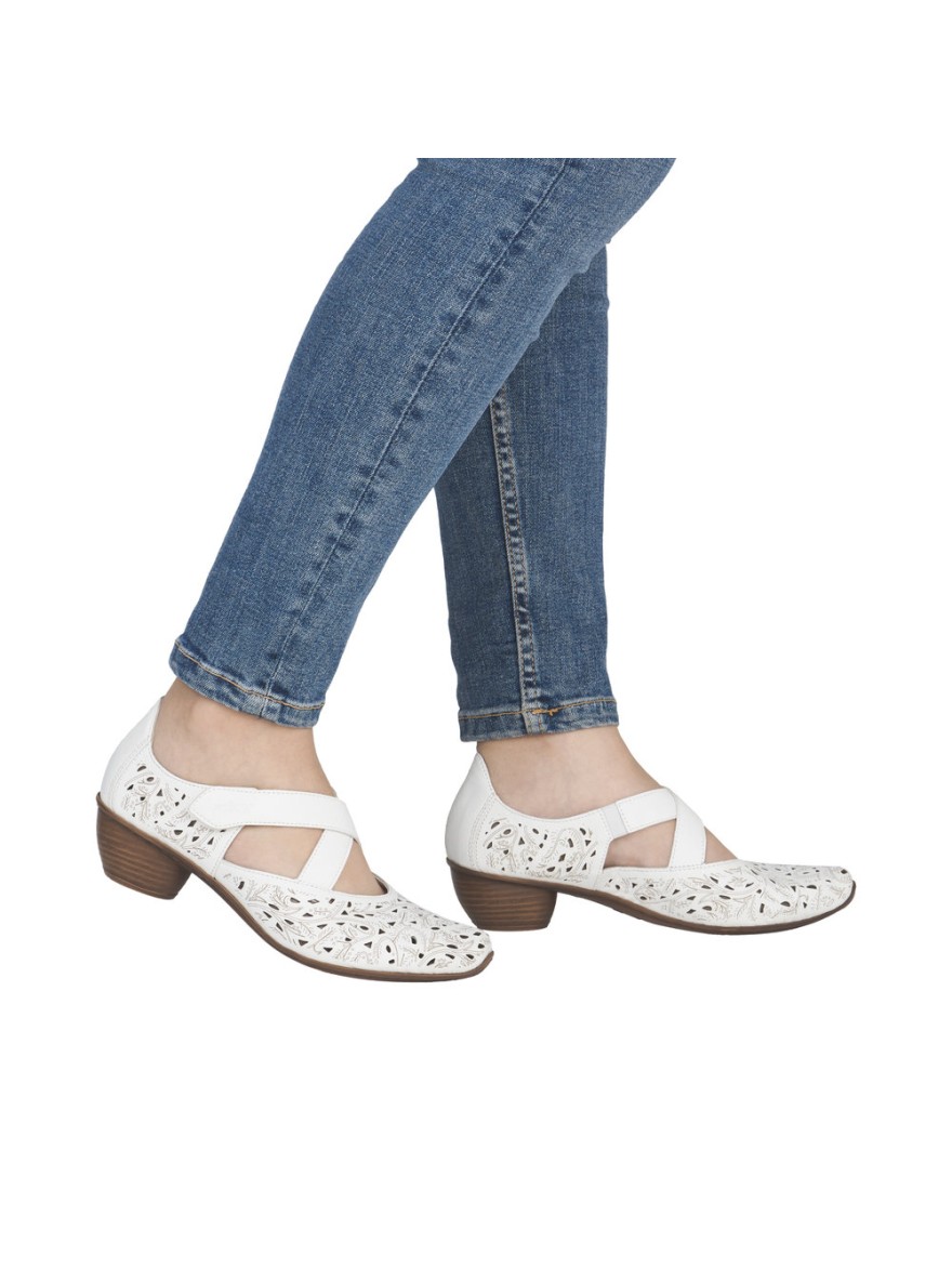 Escarpin Confort Ajouré Blanc Rieker 43773-80 | Marina & Paloma