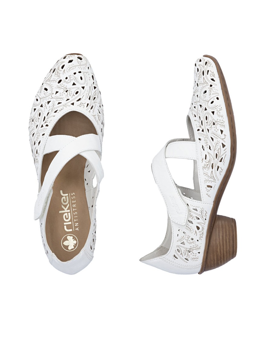 Escarpin Confort Ajouré Blanc Rieker 43773-80 | Marina & Paloma