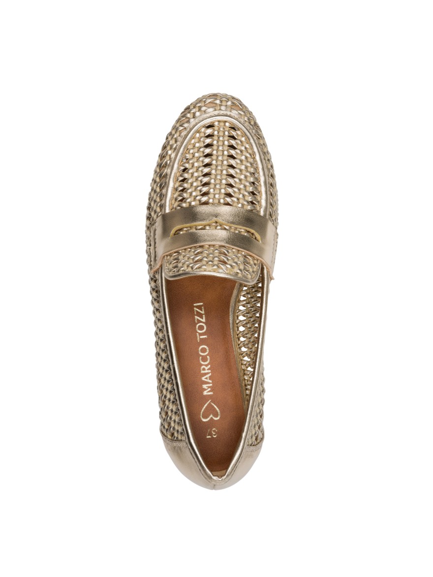 Mocassin Tressé Doré Marco Tozzi 24232 élégant | Marina & Paloma