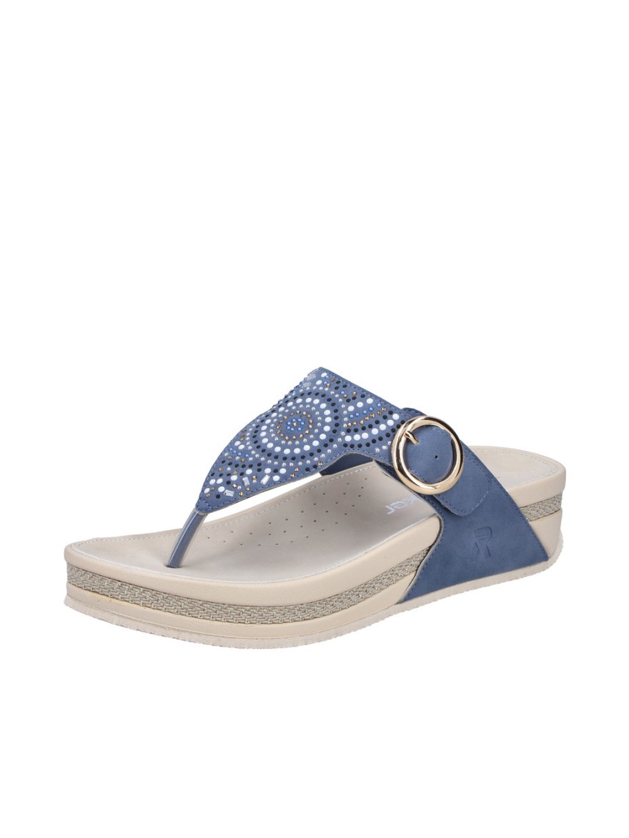 Mule Rieker V1465-14 bleue Antistress strass confort | Marina & Paloma