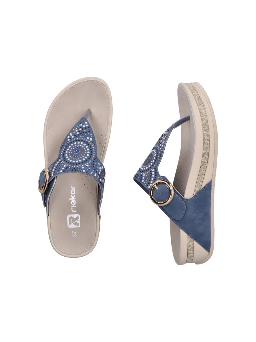 Mule Rieker V1465-14 bleue Antistress strass confort | Marina & Paloma