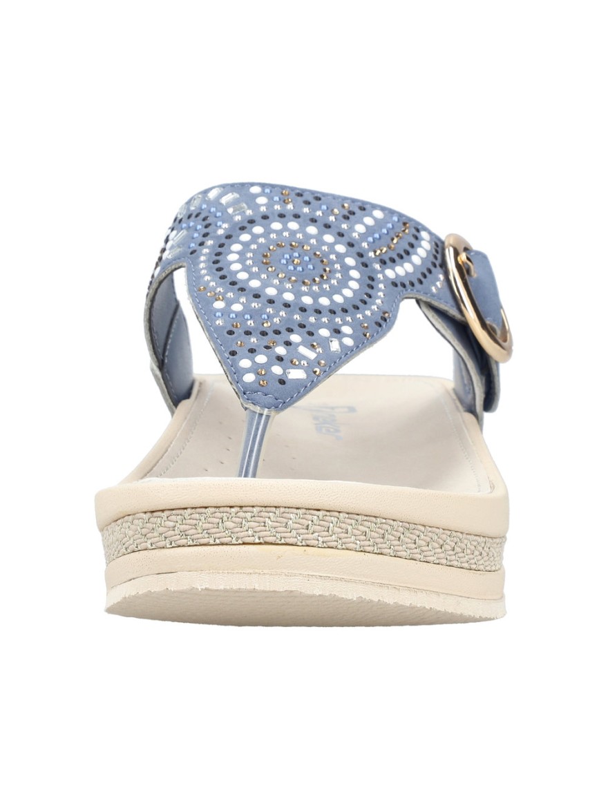Mule Rieker V1465-14 bleue Antistress strass confort | Marina & Paloma