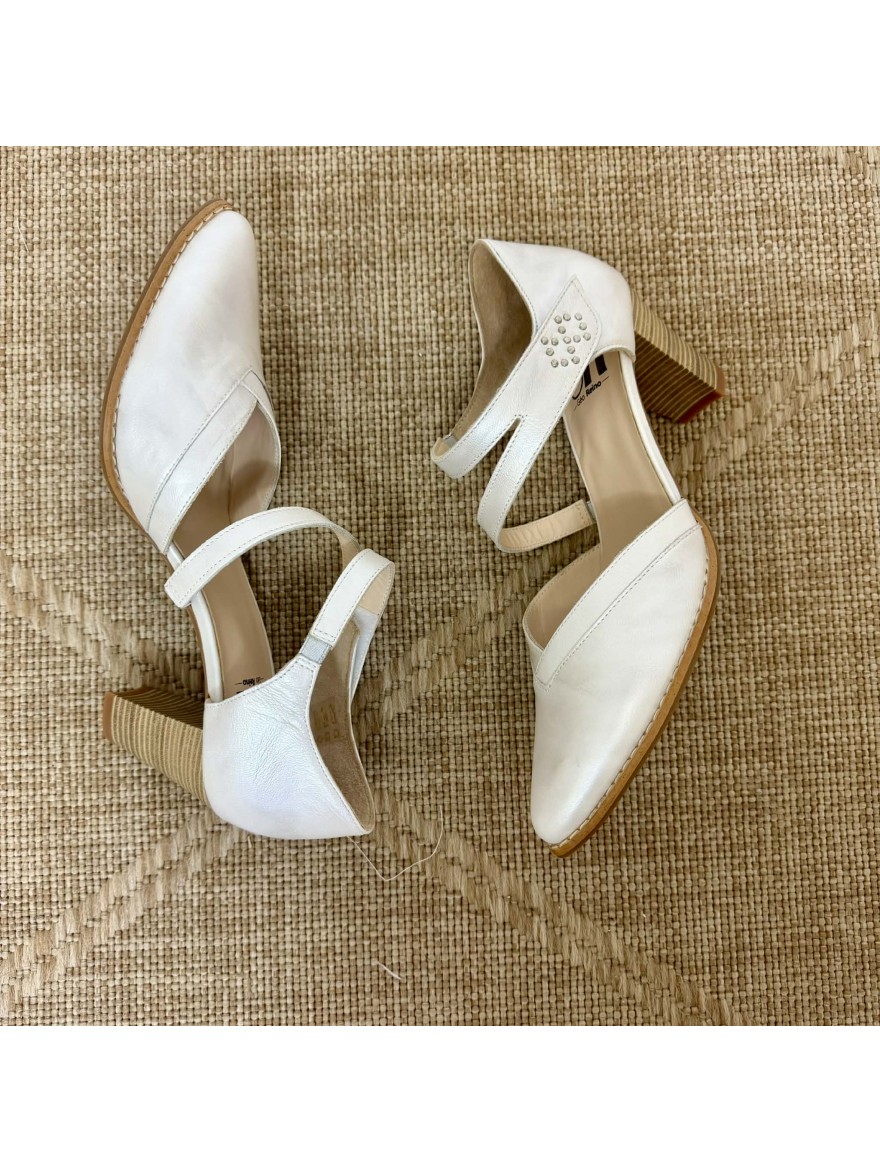 Escarpin Geollamy Alvitol blanc nacré talon 7 cm élégant | Marina & Paloma