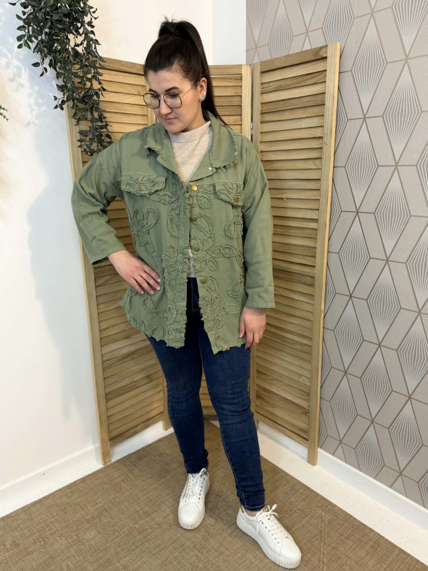Surchemise Broderie Kaki Grande Taille | Marina & Paloma