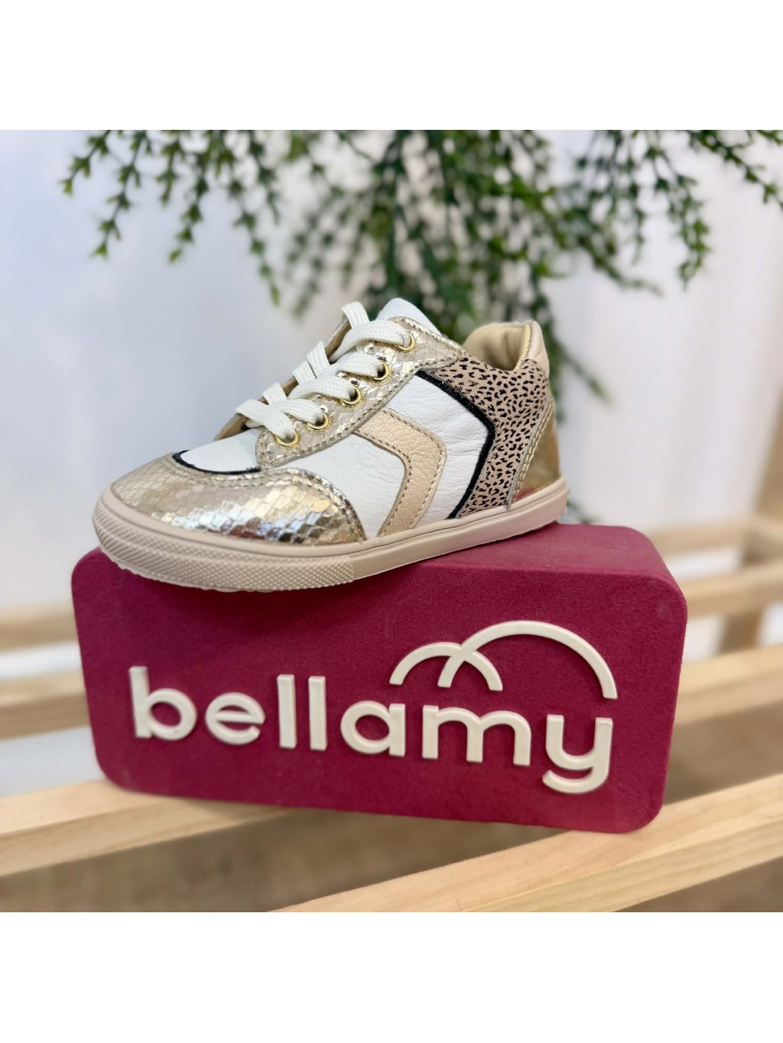 Basket Bellamy Copi fille cuir blanc doré zip | Marina & Paloma