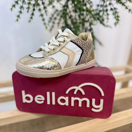 Basket Bellamy Copi fille cuir blanc doré zip | Marina & Paloma