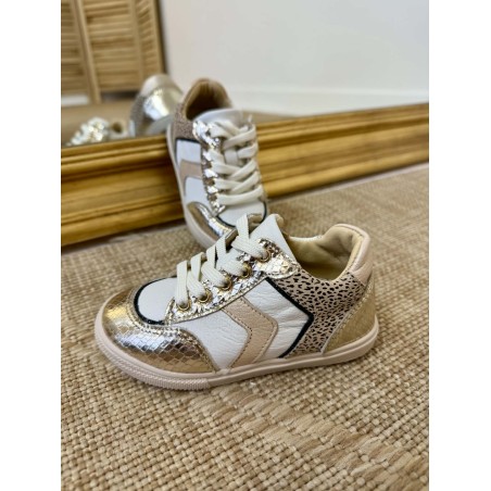 Basket Bellamy Copi fille cuir blanc doré zip | Marina & Paloma