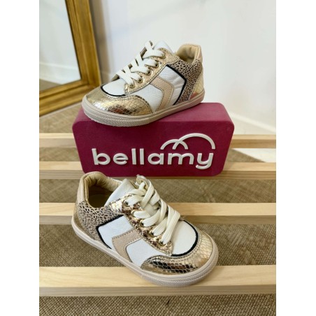 Basket Bellamy Copi fille cuir blanc doré zip | Marina & Paloma