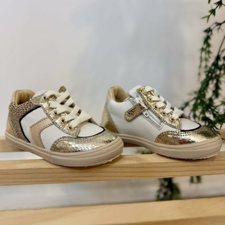 Basket Bellamy Copi fille cuir blanc doré zip | Marina & Paloma