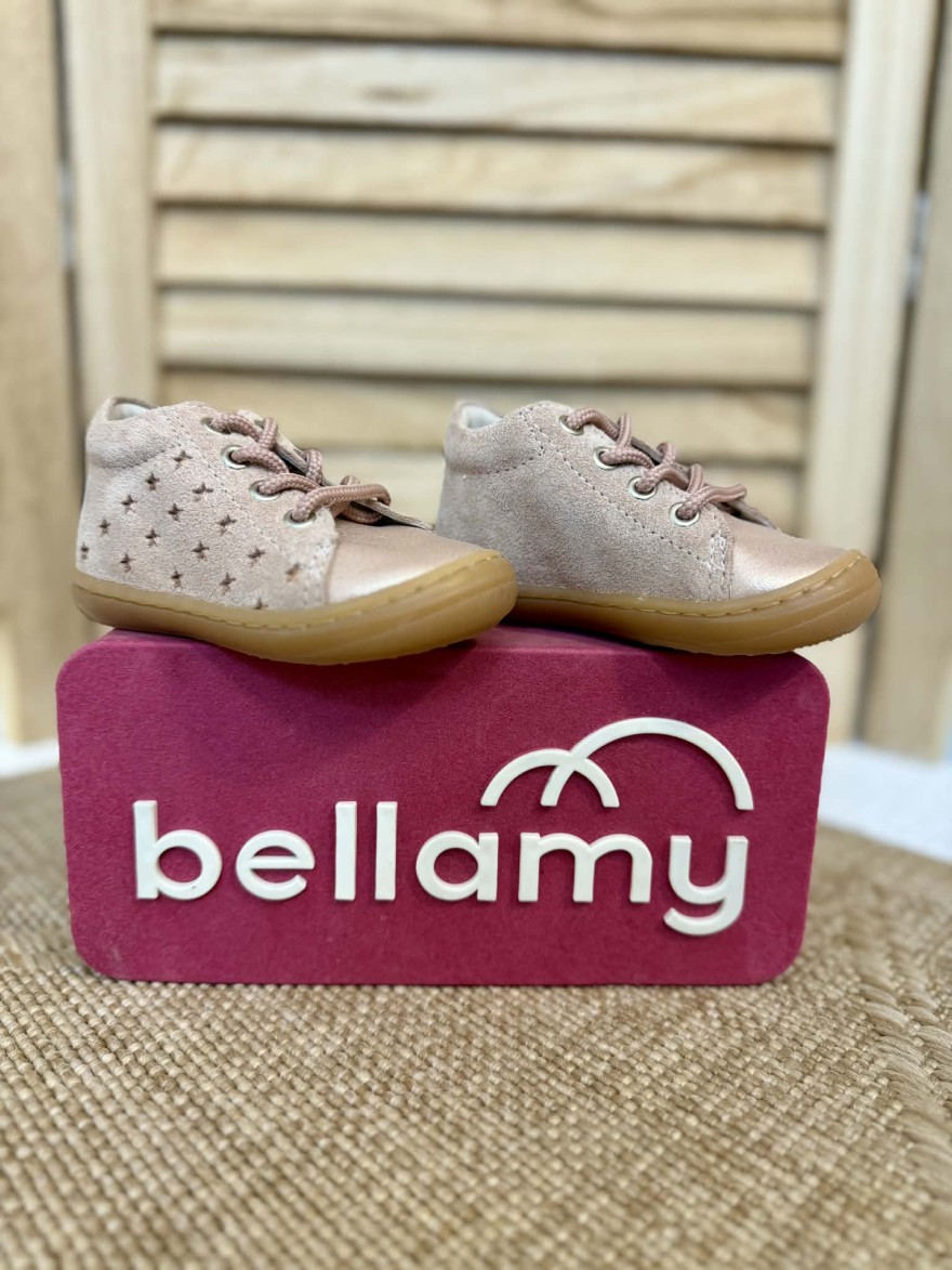 Bottillon Bellamy Ivea fille cuir rose poudré premiers pas | Marina & Paloma