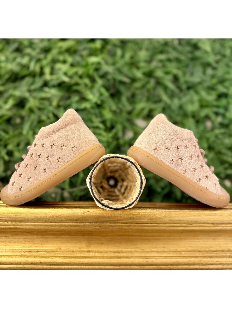 Bottillon Bellamy Ivea fille cuir rose poudré premiers pas | Marina & Paloma
