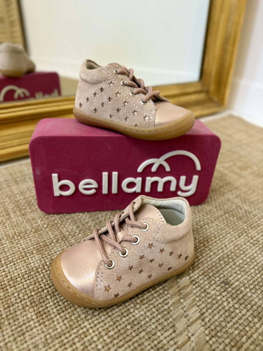 Bottillon Bellamy Ivea fille cuir rose poudré premiers pas | Marina & Paloma