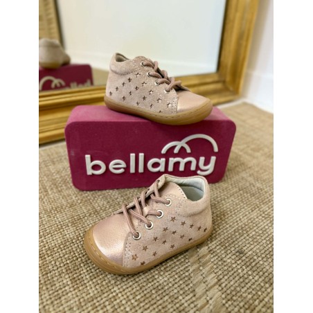 Bottillon Bellamy Ivea fille cuir rose poudré premiers pas | Marina & Paloma