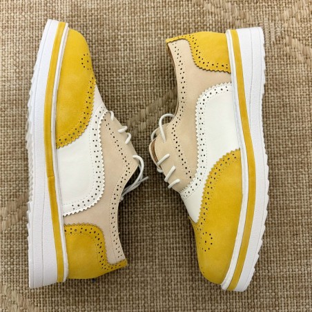 Derby jaune brogue Lady Glory plateforme 3 cm | Marina & Paloma