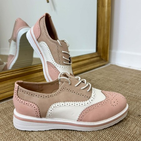 Derby rose Lady Glory brogue plateforme 3 cm femme | Marina & Paloma