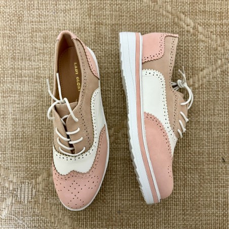 Derby rose Lady Glory brogue plateforme 3 cm femme | Marina & Paloma