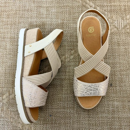 Nu-pied compensé Fugitive Biscui or beige 5 cm confortable| Marina & Paloma