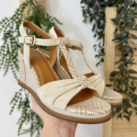 Nu-pied Fugitive Iralou beige compensé 8 cm élégant | Marina & Paloma