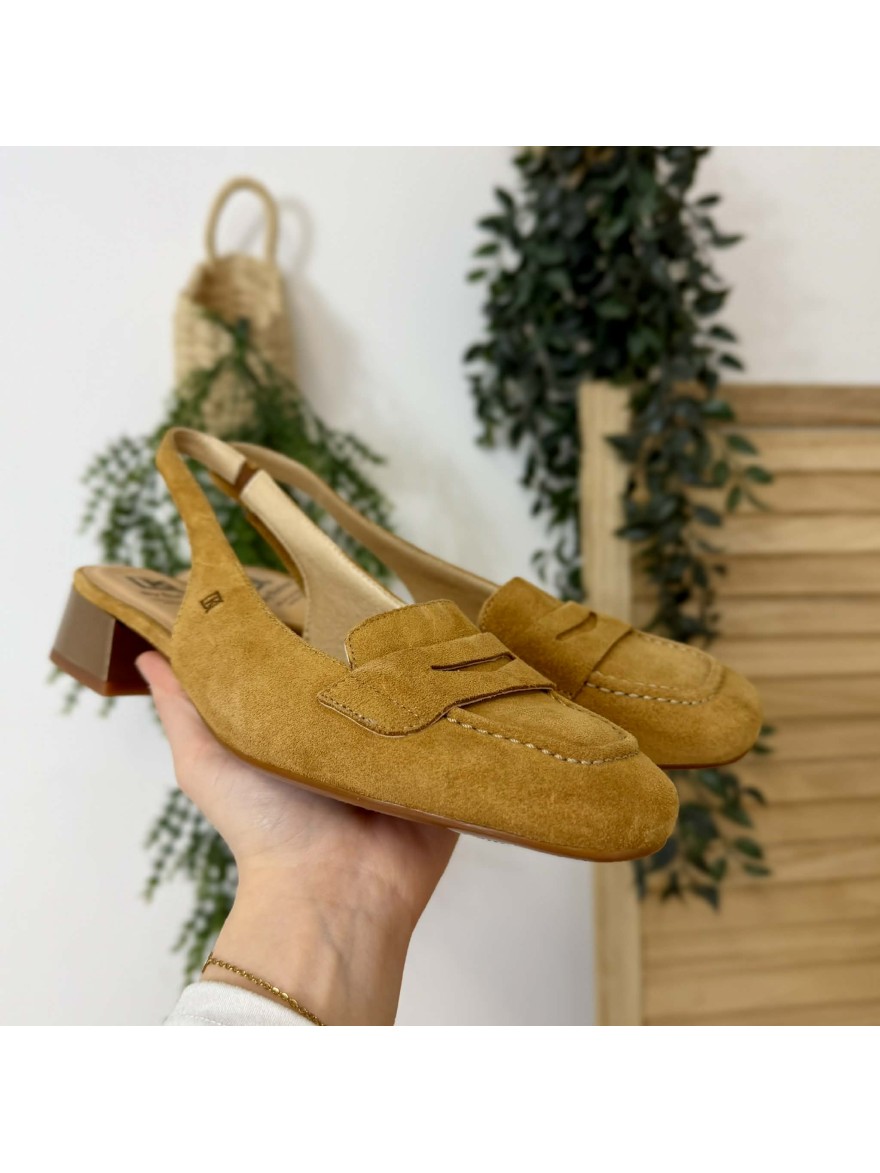 Escarpin Dorking D9305 GIA camel slingback cuir velours en promo| Marina & Paloma