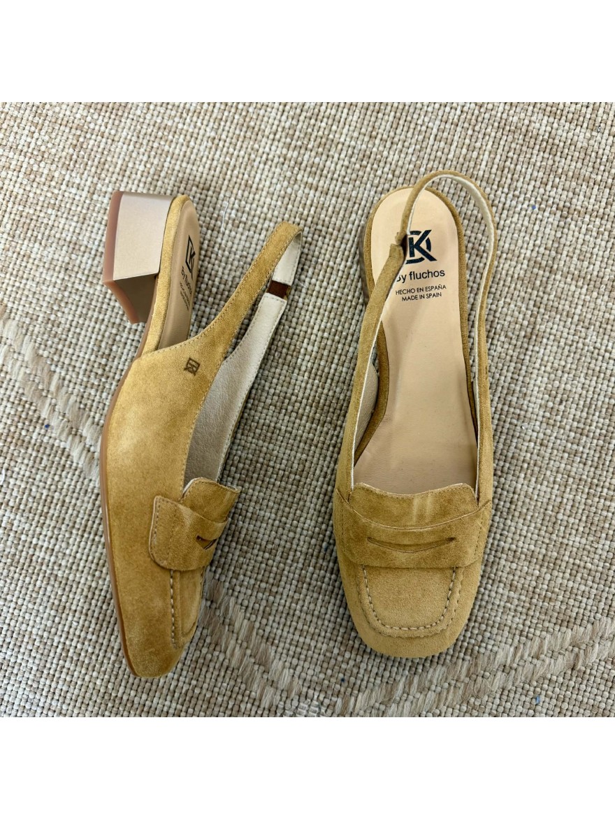 Escarpin Dorking D9305 GIA camel slingback cuir velours en promo| Marina & Paloma