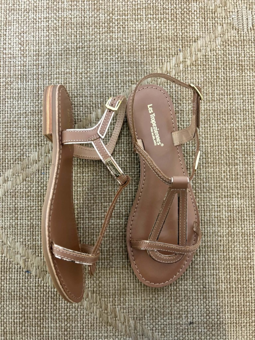 Nu-pied Tropéziennes Hamatrio cuir camel salomé | Marina & Paloma