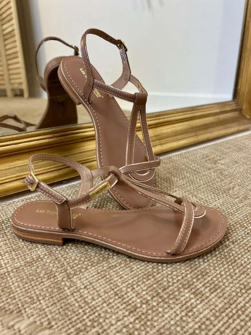 Nu-pied Tropéziennes Hamatrio cuir camel salomé | Marina & Paloma