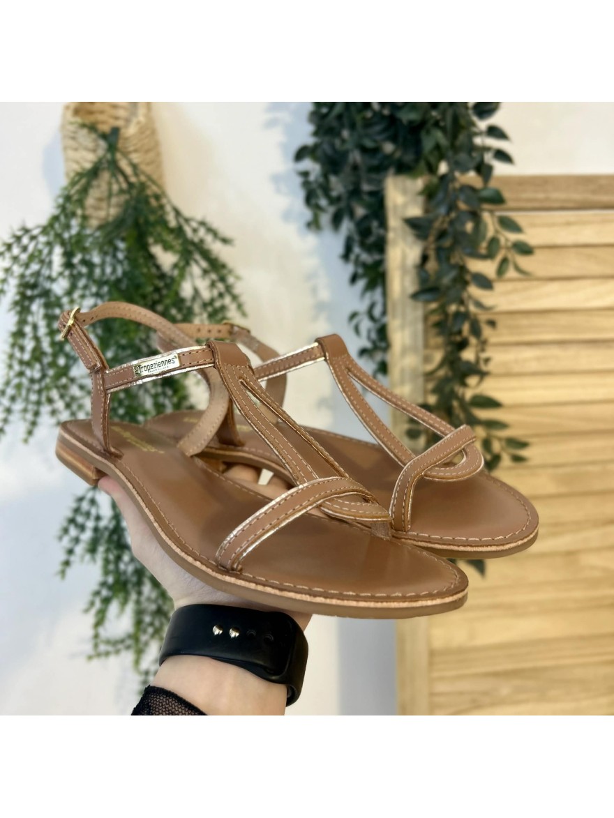 Nu-pied Tropéziennes Hamatrio cuir camel salomé | Marina & Paloma