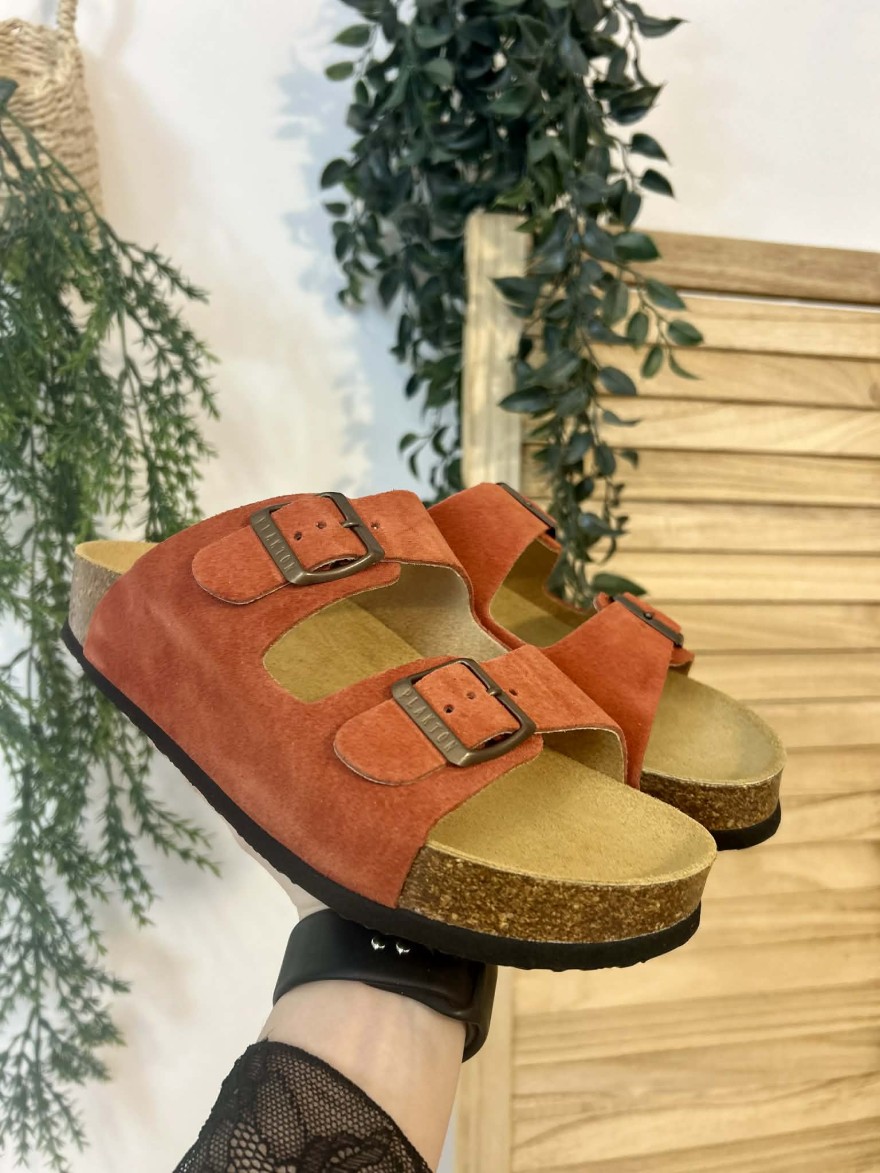 Mule Plakton CP Beta terracotta cuir 2 brides confort | Marina & Paloma