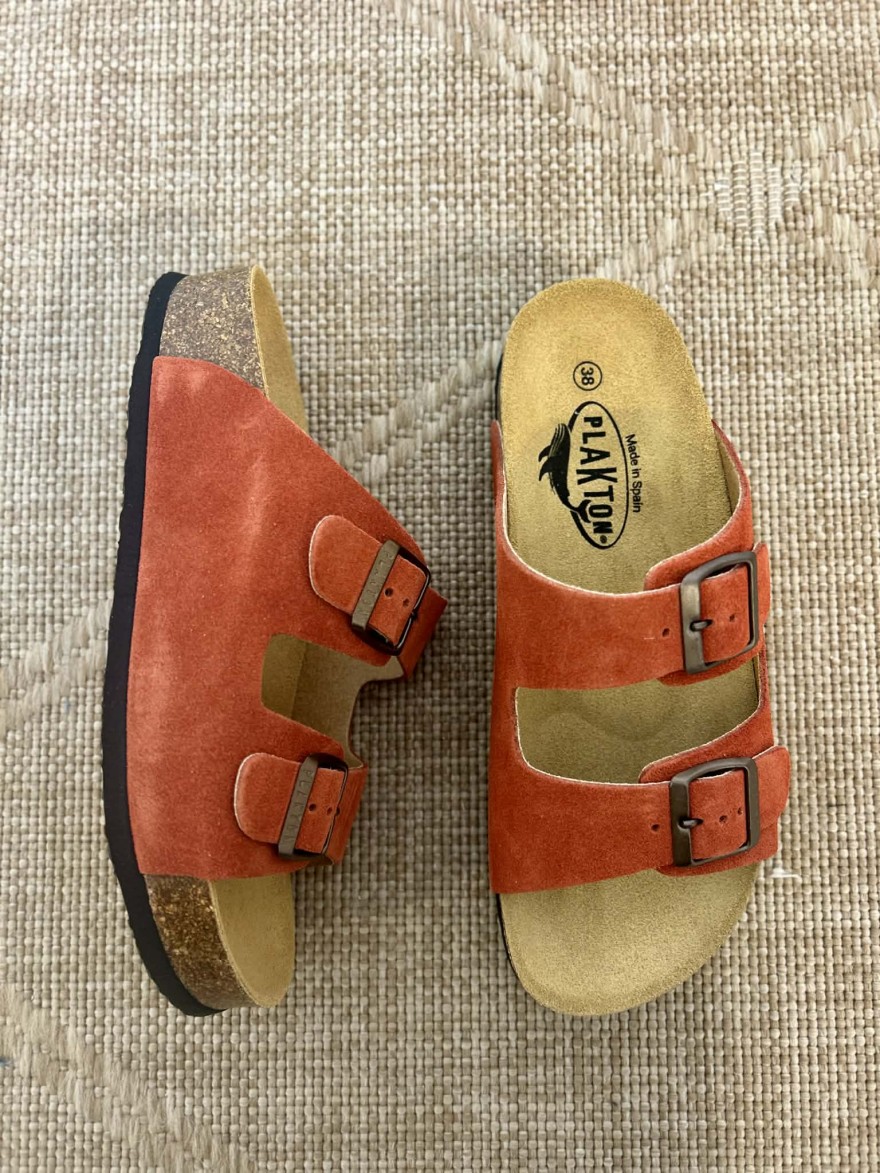 Mule Plakton CP Beta terracotta cuir 2 brides confort | Marina & Paloma