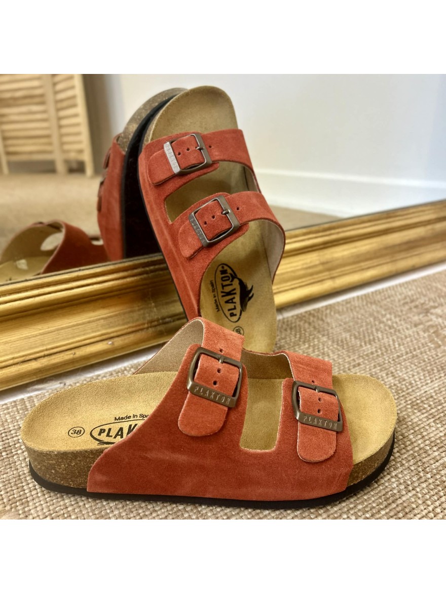 Mule Plakton CP Beta terracotta cuir 2 brides confort | Marina & Paloma