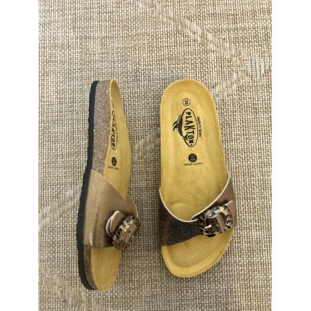 Mule Plakton Bom bronze métallisé confort liège | Marina & Paloma
