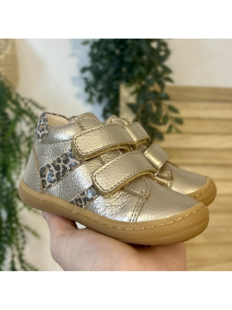 Bottillon Bellamy Minnie doré cuir bébé maintien cheville | Marina & Paloma