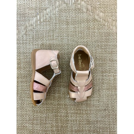 Nu-pied fermé Bellamy Befa rose cuir bébé maintien idéal | Marina & Paloma