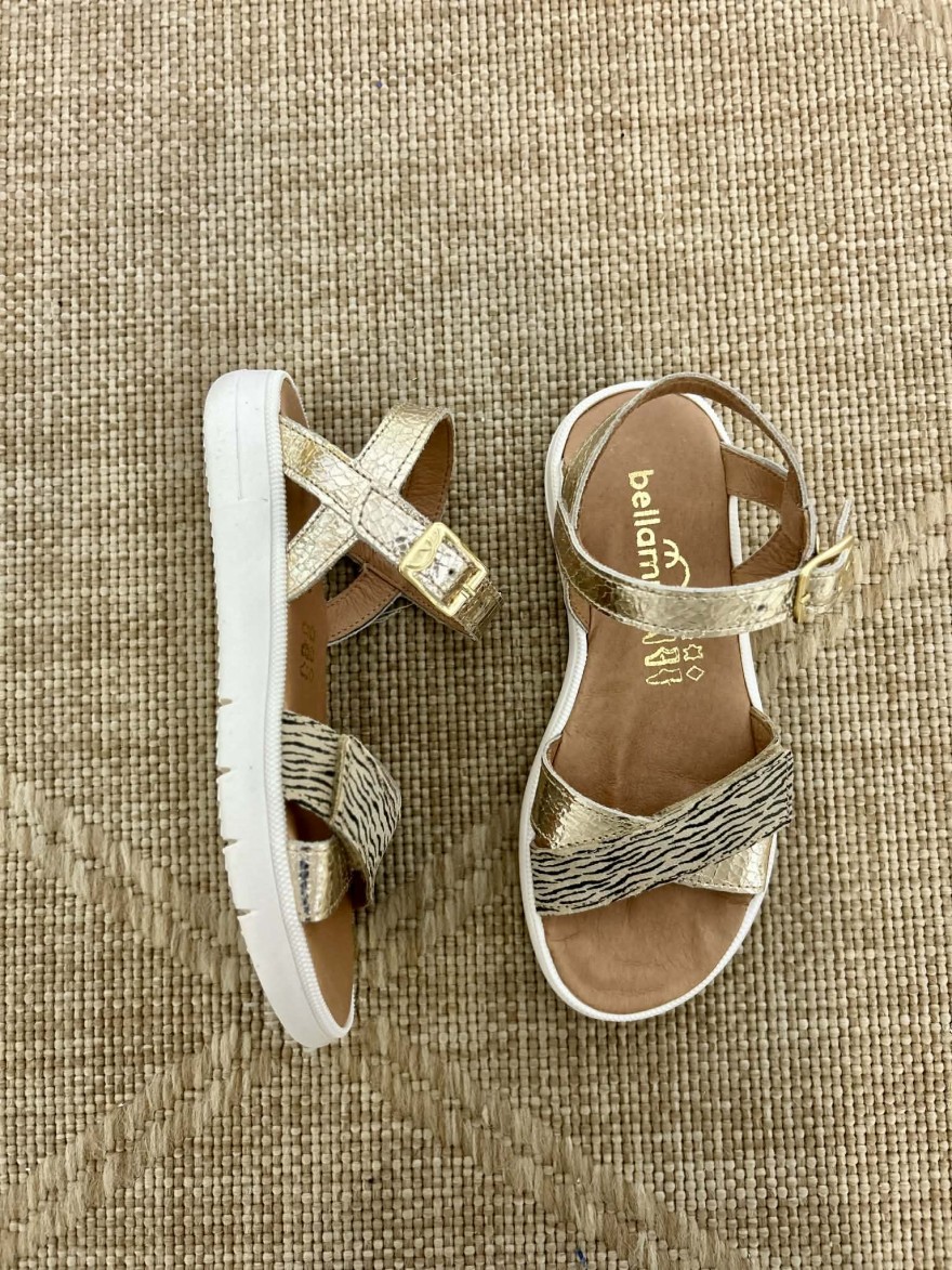Nu-pied Bellamy Cuvac or fille cuir zébré tendance | Marina & Paloma