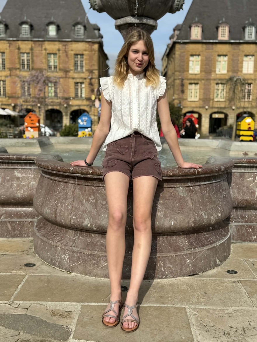 Short en Jean Marron Cœur Kilky | Marina & Paloma