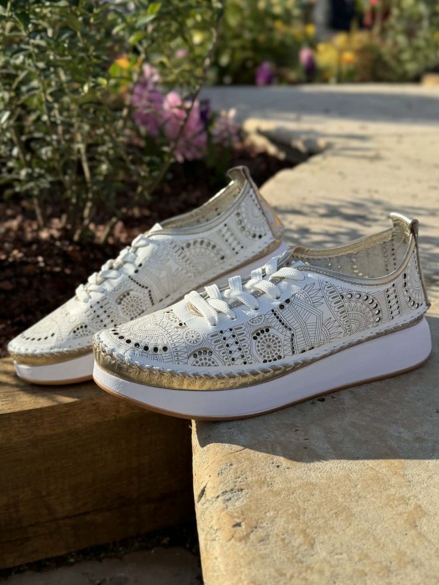 Basket Pedro Torres 109-MBON1 Cuir Blanc Détails Dorés | Marina & Paloma