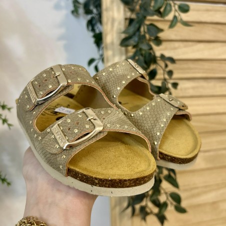 Mule Plakton Pluton cloutée taupe fille confort liège | Marina & Paloma