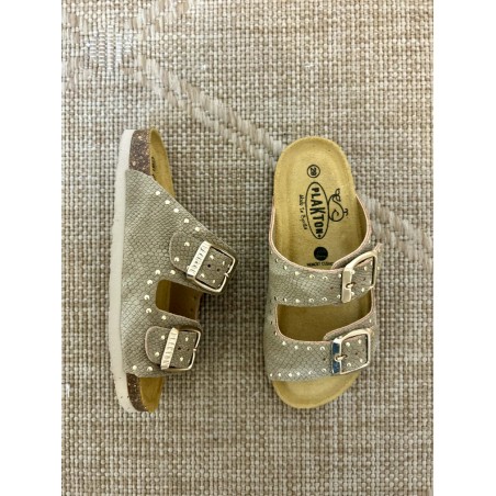Mule Plakton Pluton cloutée taupe fille confort liège | Marina & Paloma
