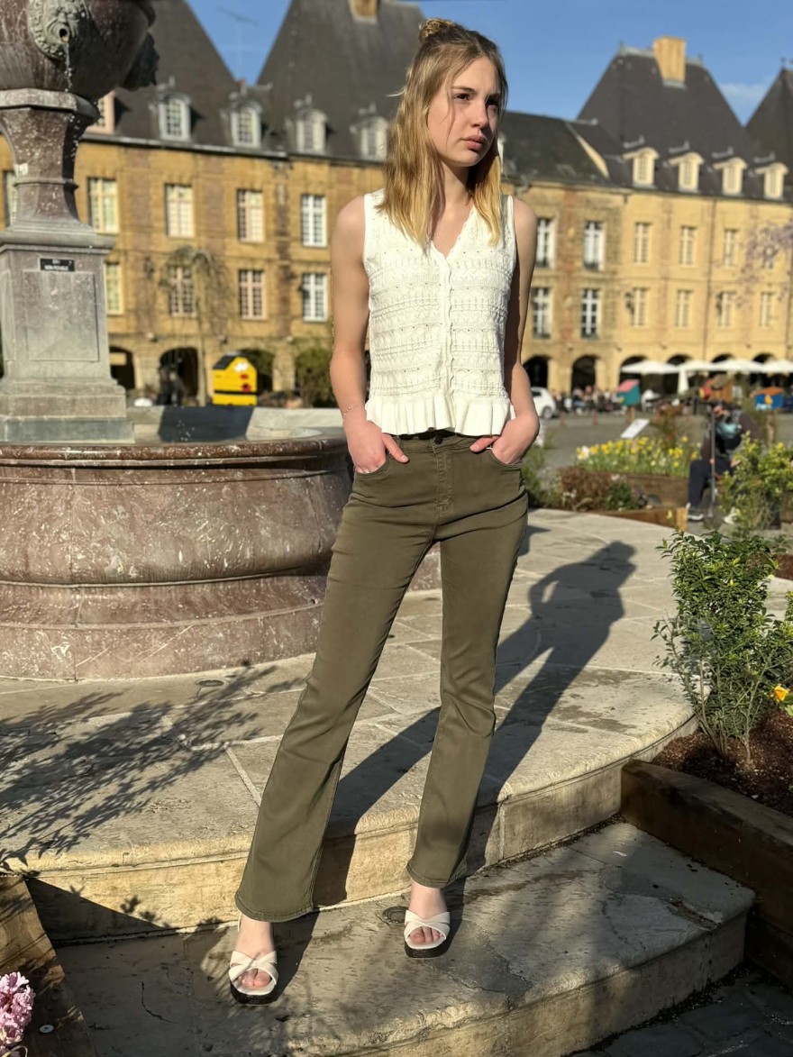 Jean flare vert kaki Norfy | Marina & Paloma